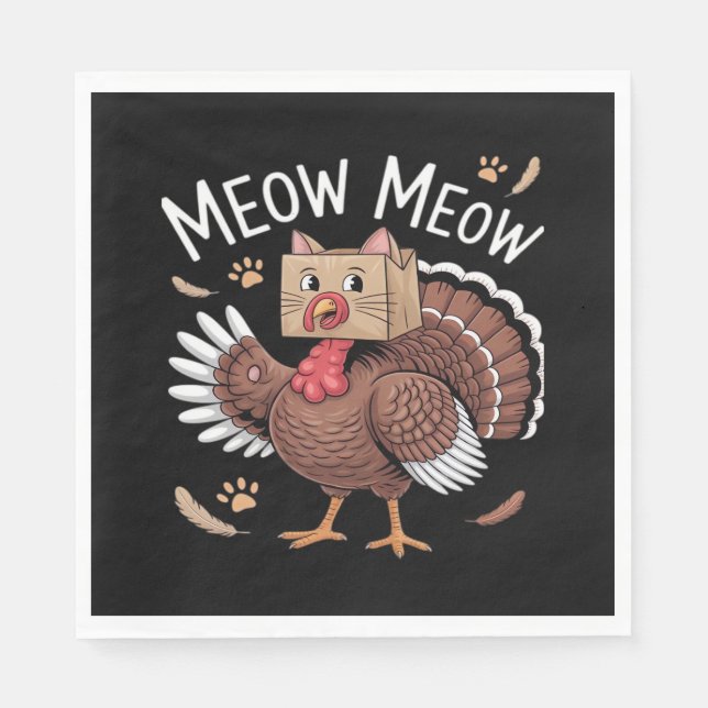 Serviette En Papier Thanksgiving Chat Funny Fake Chat Meow Thanksgivin (Devant)