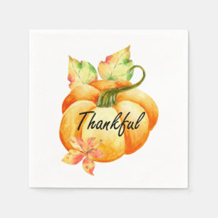 Serviette En Papier Thanksgiving, Citrouille d'aquarelle