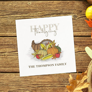 Serviette En Papier Thanksgiving Cornucopia Aquarelle Élégante récolte
