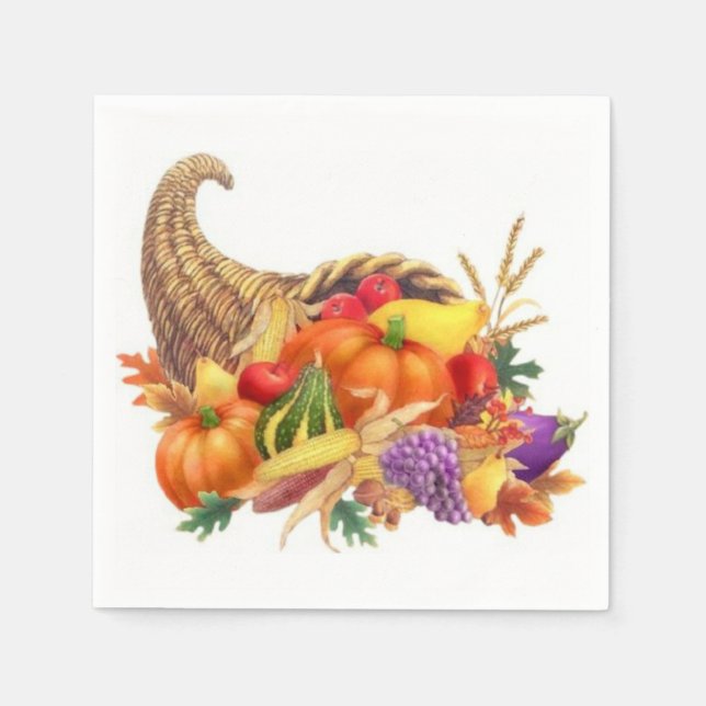 Serviette En Papier Thanksgiving Cornucopia Cocktail Napkins (Devant)