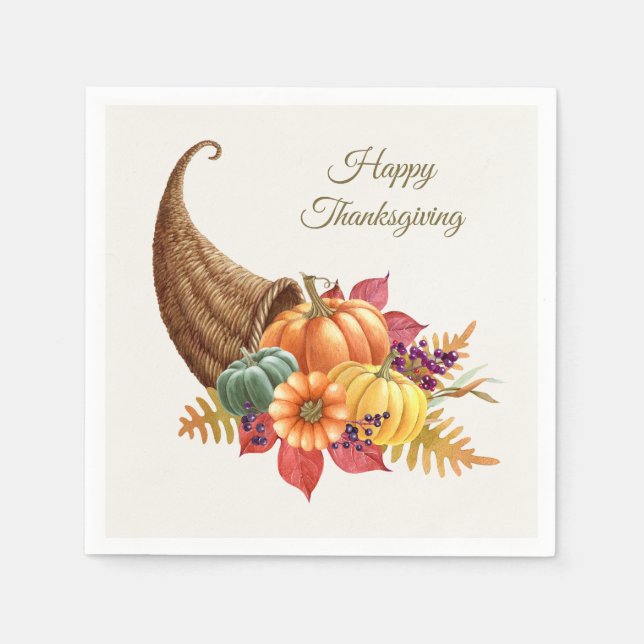 Serviette En Papier Thanksgiving Cornucopia Napkin (Devant)