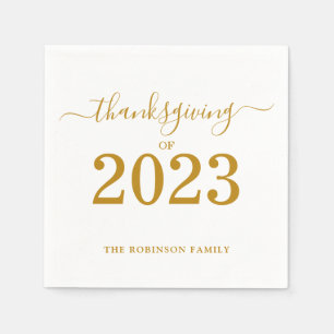 Serviette En Papier Thanksgiving de 2023 Gold Script personnalisé