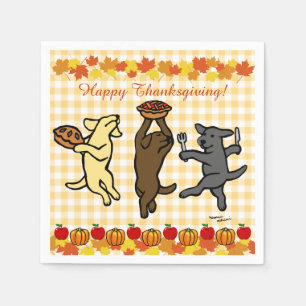 Serviette En Papier Thanksgiving de trio de Labrador de danse