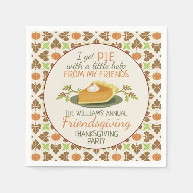 Serviette En Papier Thanksgiving Friendsgiving Party Citrouille Pie Fu (Devant)