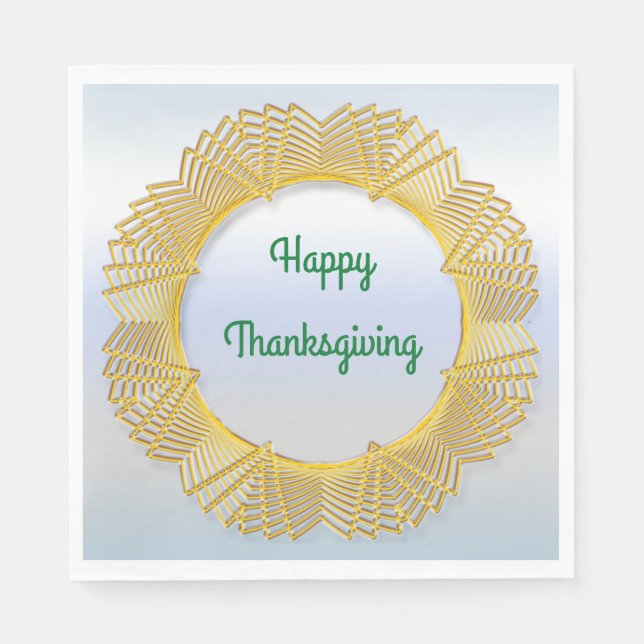 Serviette En Papier Thanksgiving Gold Lace Cercle géométrique sur Arge (Devant)