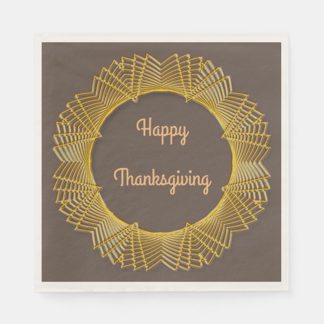Serviette En Papier Thanksgiving Gold Lace Cercle géométrique sur Brow (Devant)