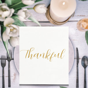 Serviette En Papier Thanksgiving Gold Script minimaliste