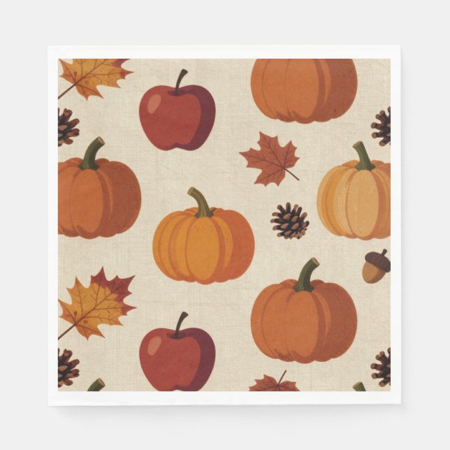 Serviette En Papier Thanksgiving Harvest Cornucopia | Baby Shower (Devant)