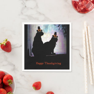 Serviette En Papier Thanksgiving Kitties