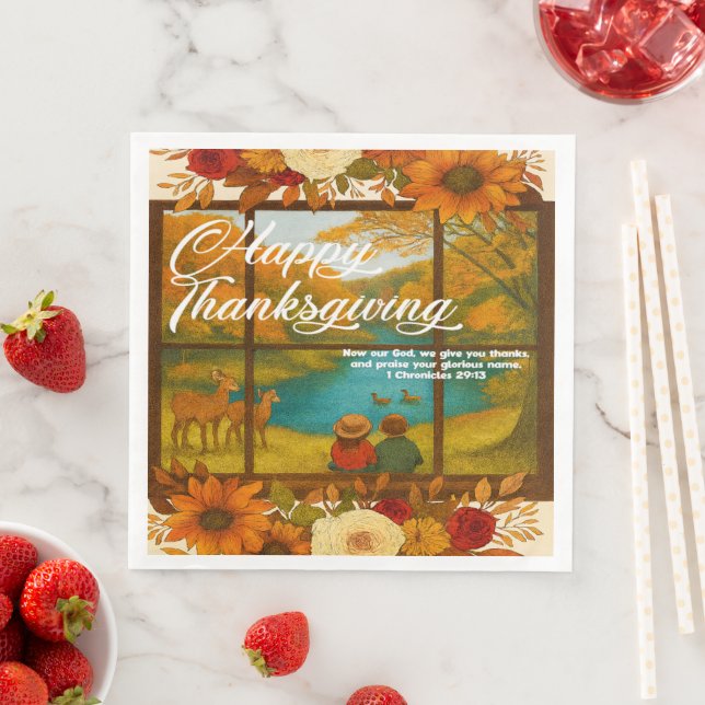 Serviette En Papier Thanksgiving Paper Napkin (En situation)