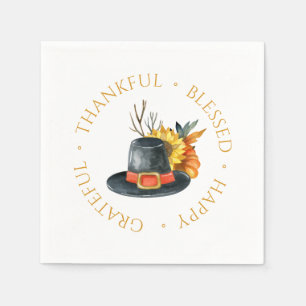 Serviette En Papier Thanksgiving Pilgrim Casquette Citrouille Tourneso