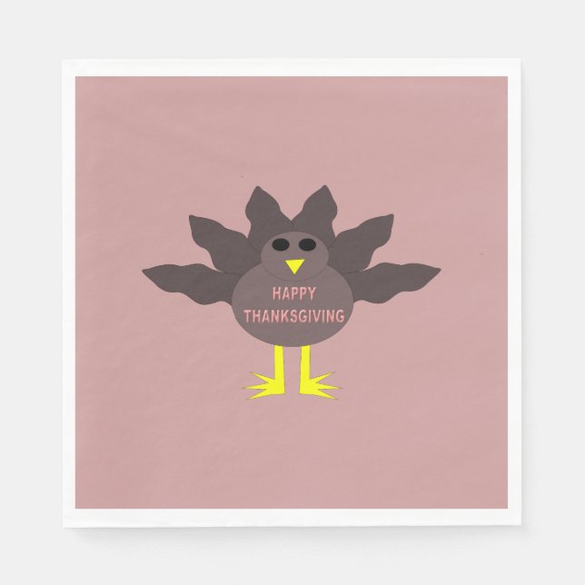 Serviette En Papier Thanksgiving Plucked Turkey Cocktail Napkins (Devant)