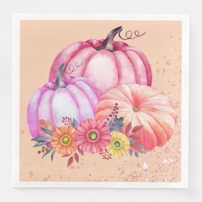 Serviette En Papier Thanksgiving Pumpkin Watercolor Design  (Devant)
