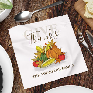 Serviette En Papier Thanksgiving Simple Automne Harvest Donner Merci