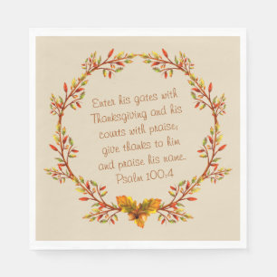 Serviette En Papier Thanksgiving Thankful Bible Verse Napkins 6.5"