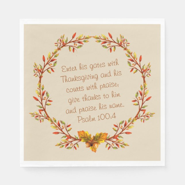 Serviette En Papier Thanksgiving Thankful Bible Verse Napkins 6.5" (Devant)