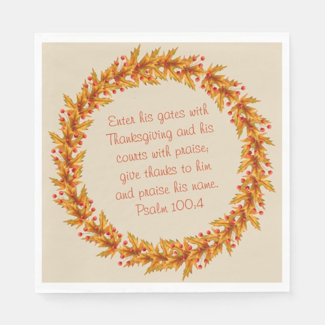 Serviette En Papier Thanksgiving Thankful Bible Verse Napkins 6.5" (Devant)