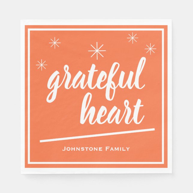 Serviette En Papier Thanksgiving Time Script Grateful Heart Papier (Devant)