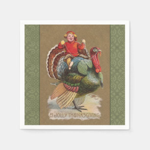 Serviette En Papier Thanksgiving Turquie Drôle salutations Vintages