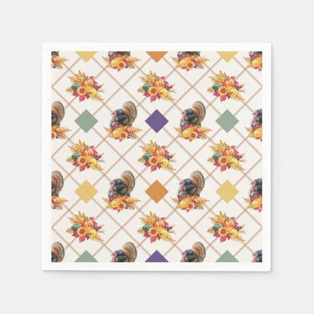 Serviette En Papier Thanksgiving Turquie Holiday Napkin (Devant)