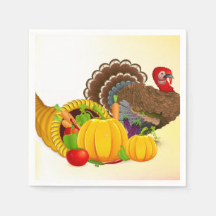 Serviette En Papier Thanksgiving Turquie Napkin/Cocktail blanc standar