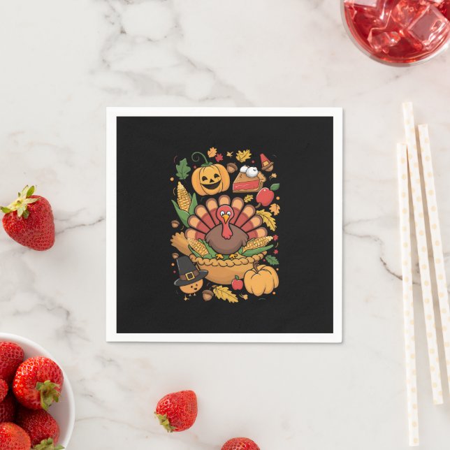 Serviette En Papier Thanksgiving Turquie Thanksgiving Pie Fall Famille (En situation)