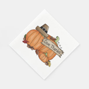 Serviette En Papier Thanksgiving/White Standard Luncheon Napkin