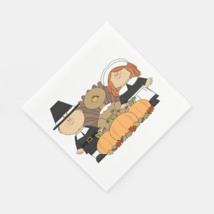 Serviette En Papier Thanksgiving/White Standard Luncheon Napkin