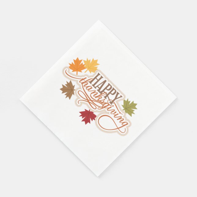 Serviette En Papier Thanksgiving/White Standard Luncheon Napkin/Feuill (Coin)