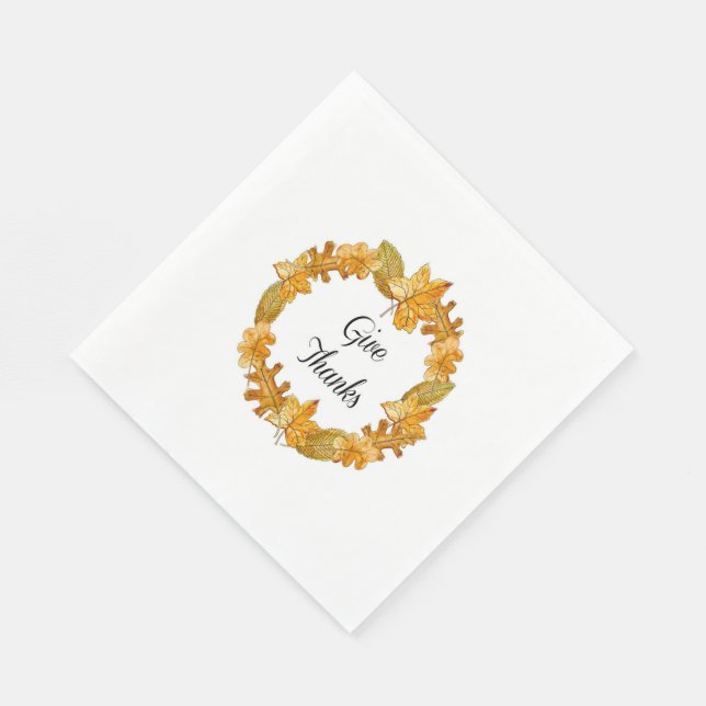 Serviette En Papier Thanksgiving/White Standard Luncheon Napkin/Merci (Coin)