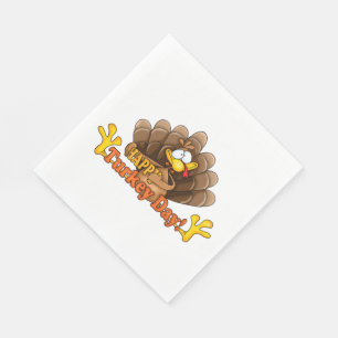 Serviette En Papier Thanksgiving/White Standard Luncheon Napkin/Turqui
