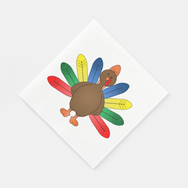 Serviette En Papier Thanksgiving/White Standard Luncheon Napkin/Turqui (Coin)
