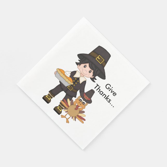 Serviette En Papier Thanksgiving/White Standard Luncheon Napkin/Turqui (Coin)