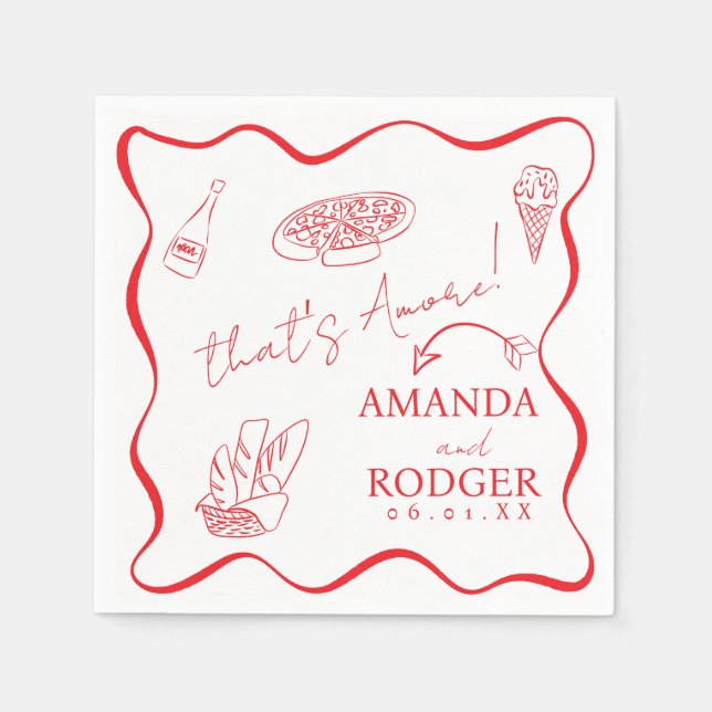 Serviette En Papier That’s Amore Italian Doodles Wedding  Napkin (Devant)