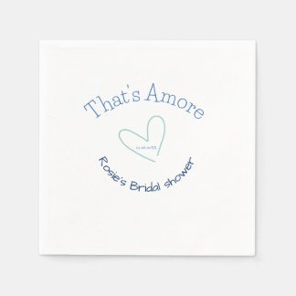 SERVIETTE EN PAPIER THATS AMORE BRIDAL SHOWER BLUE HEART NAME DATE SIM