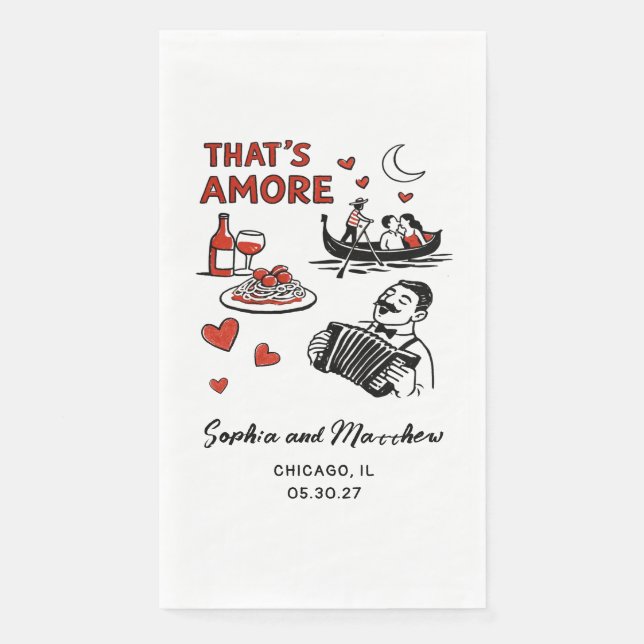 Serviette En Papier That's Amore Italian Funky Wedding Bridal Shower  (Devant)