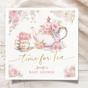 Serviette En Papier Thé à Temps Baby Shower Papier Floral Rose