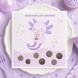Serviette En Papier Thé aux perles de lait bullé Axolotl Violet Annive
