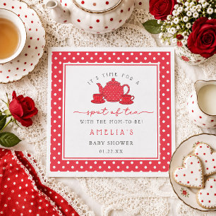 Serviette En Papier Thé aux pois rouges pour la Baby Shower de la futu