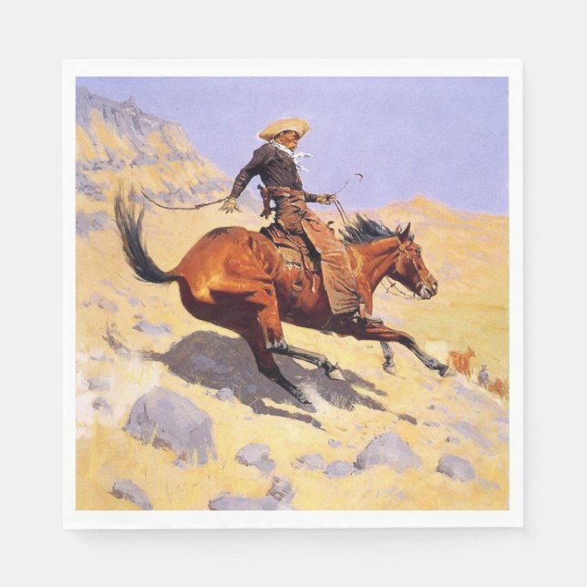 Serviette En Papier The Cowboy (par Frederic Remington) (Devant)