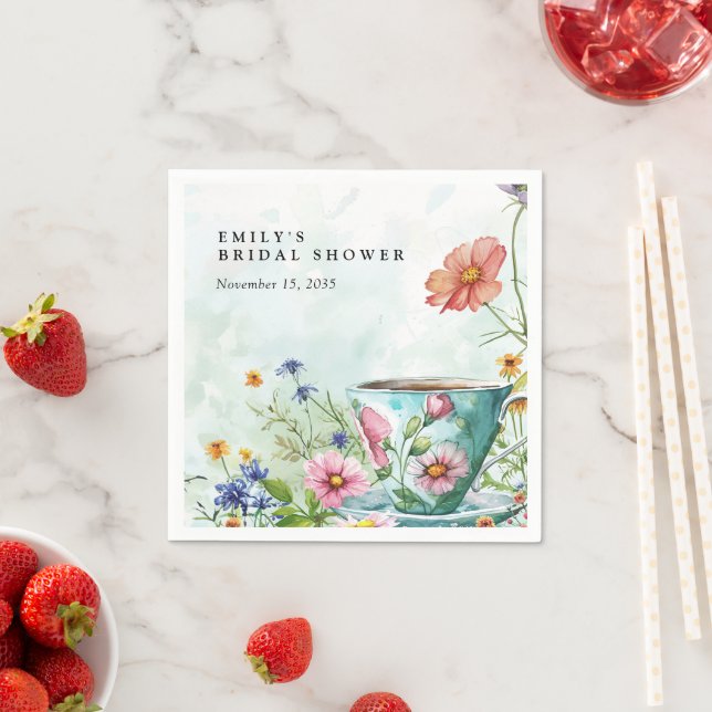 Serviette En Papier Thé dansant de mariage floral (En situation)