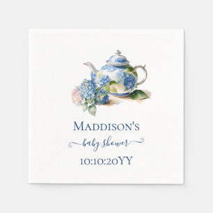 Serviette En Papier Thé dansant pour Baby Shower avec Hydrangeas bleus
