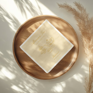 Serviette En Papier Thé de l'après-midi Mariage Shower Dessinée à la M