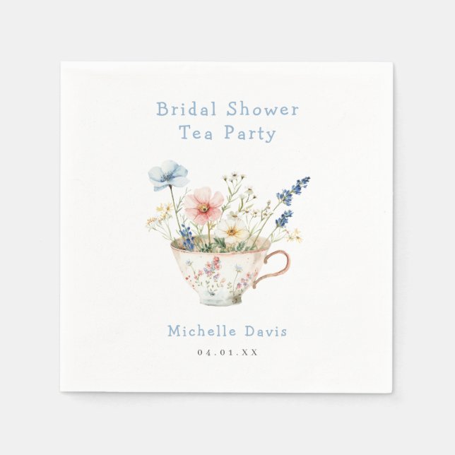 Serviette En Papier Thé de mariage floral de printemps (Devant)