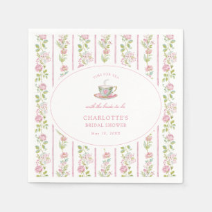 Serviette En Papier Thé de mariage grandmillénariste aux fleurs roses