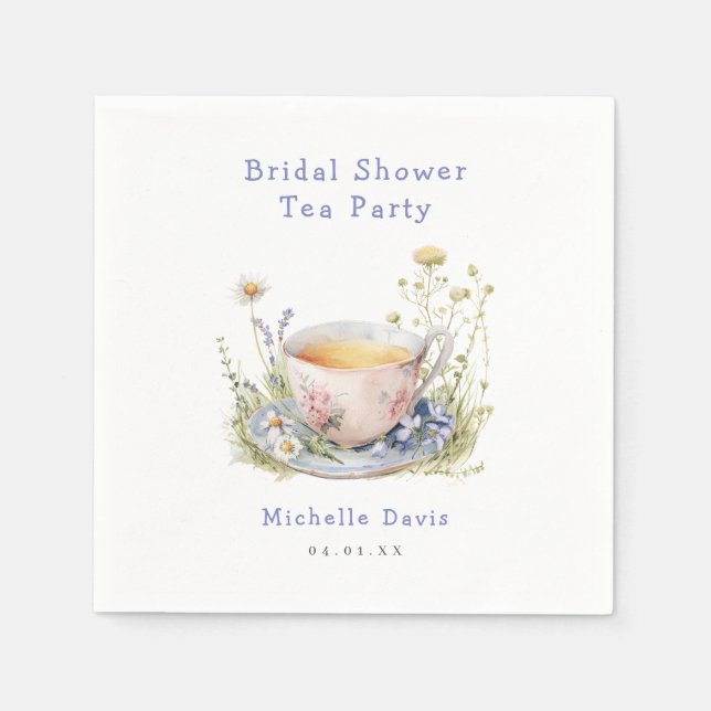 Serviette En Papier Thé de mariage printanier aquarelle (Devant)