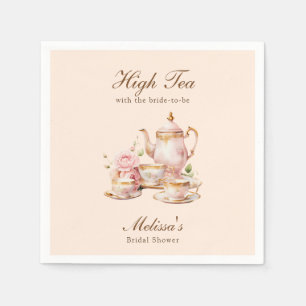 Serviette En Papier Thé élégant Orange pastel Or Shower de mariage