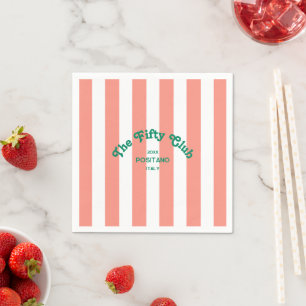 Serviette En Papier The Fifty Club Peach Beach Stripe 50e Anniversaire