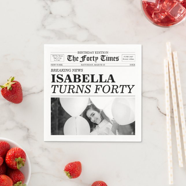 Serviette En Papier The Forty Times Newspaper 40th Birthday (En situation)