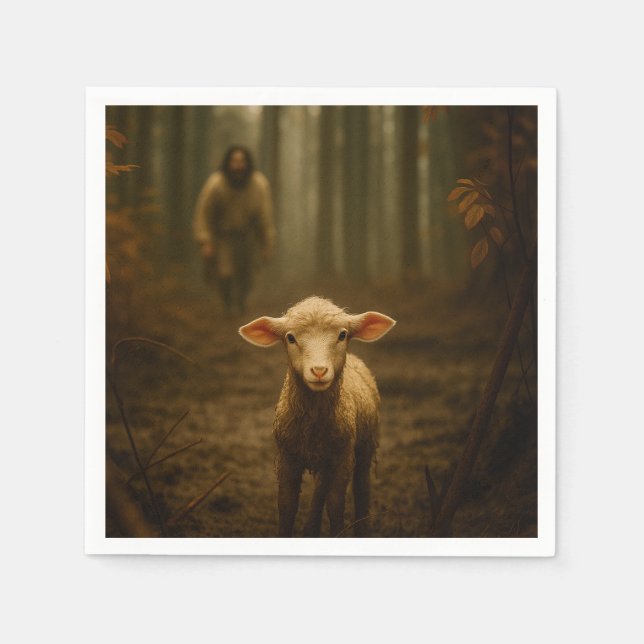 Serviette En Papier The Good Shepherd and the Lost Lamb – Jesus & Lamb (Devant)